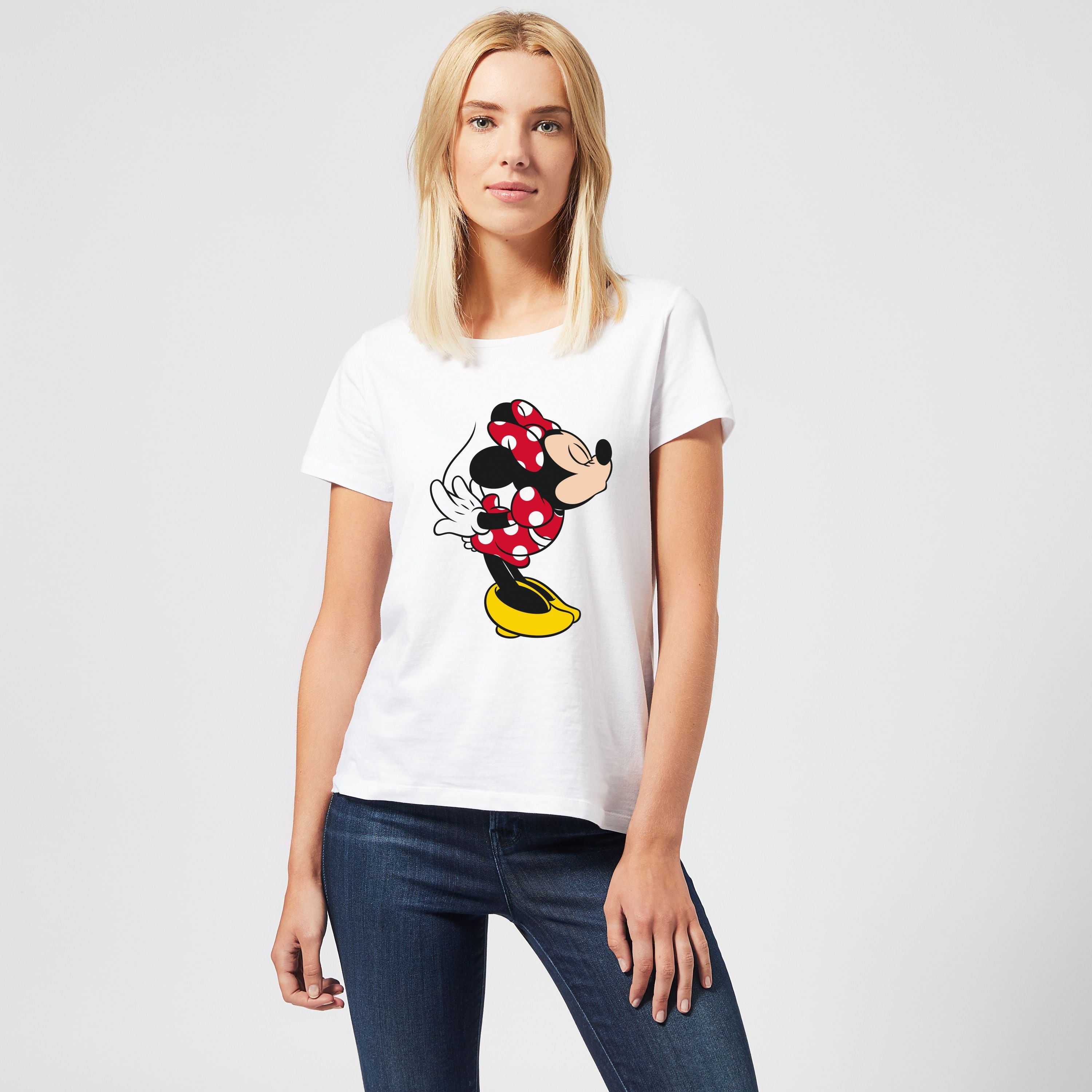 Official Disney Mickey Mouse Minnie Kiss Women's T-Shirt - White