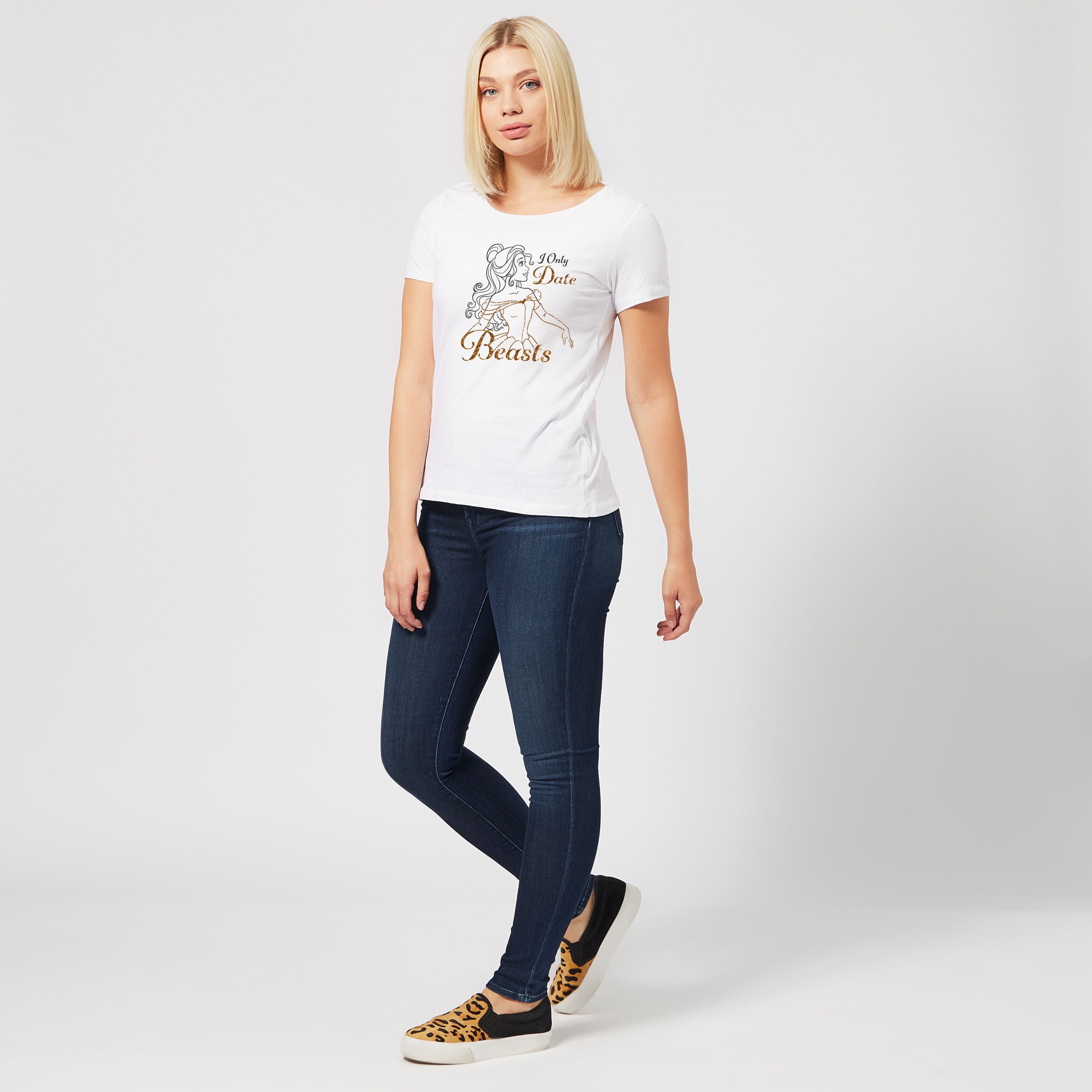 Official Disney Beauty & The Beast I Only Date Beasts Women's White T-Shirt