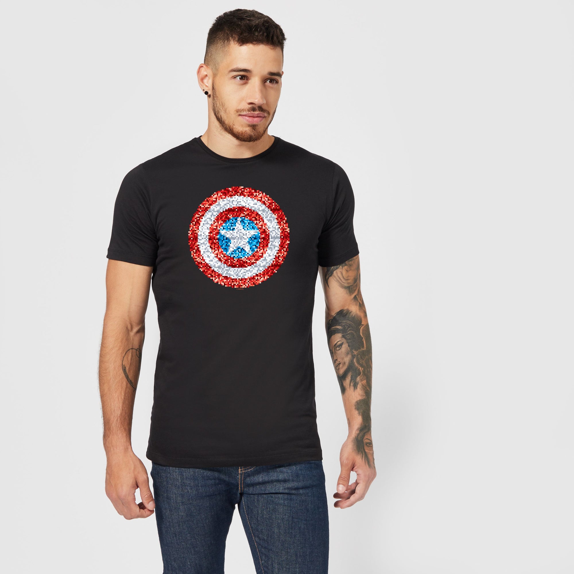 Official Marvel Captain America Pixelated Shield Unisex T-Shirt