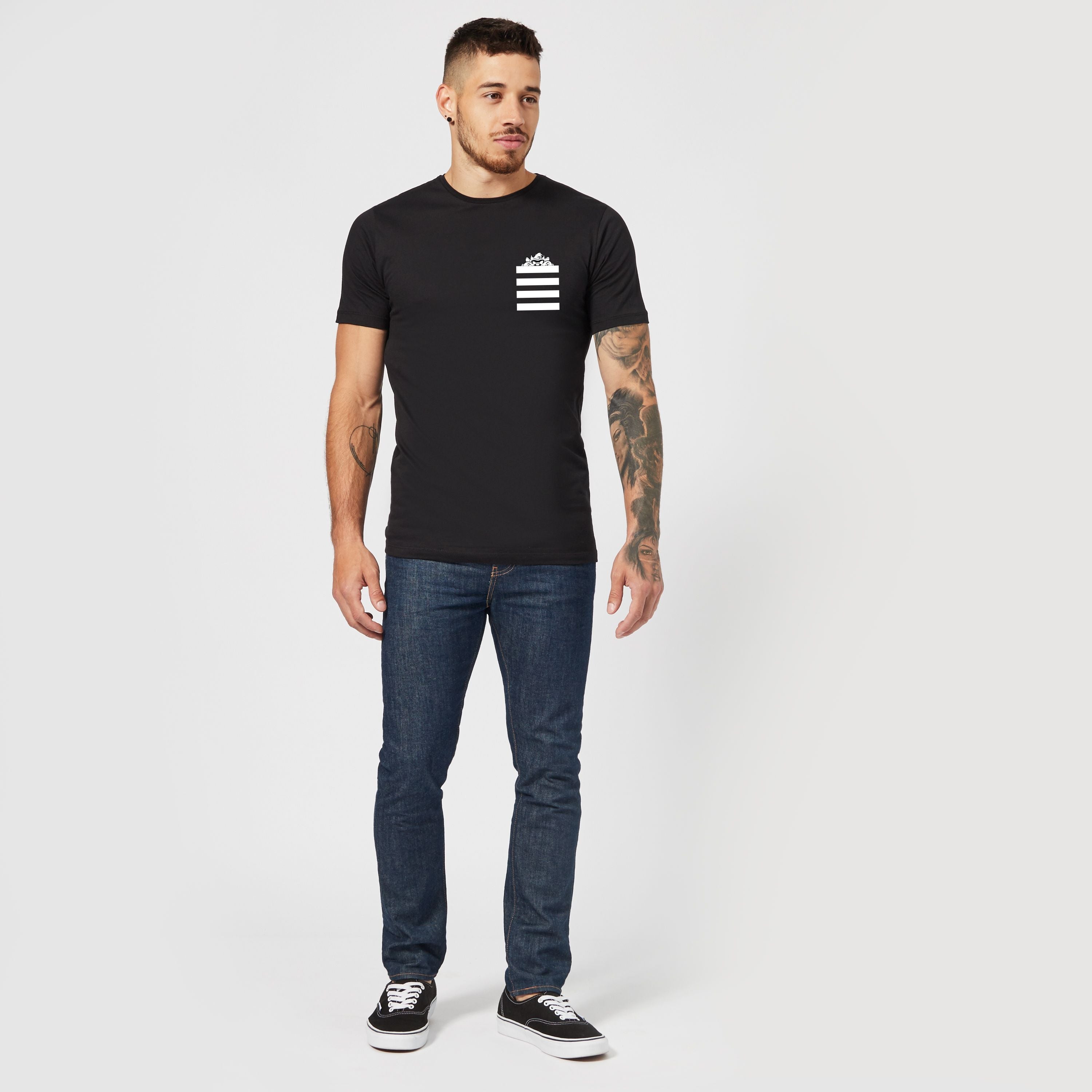 Official Looney Tunes Tasmanian Devil Stripes Pocket Print Unisex T-Shirt
