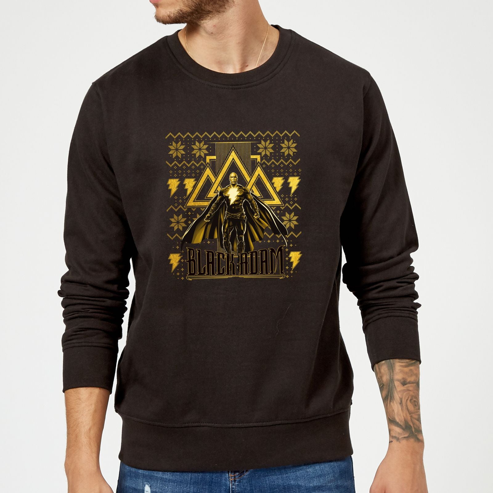 Official DC Comics Black Adam Gold Christmas Sweatshirt