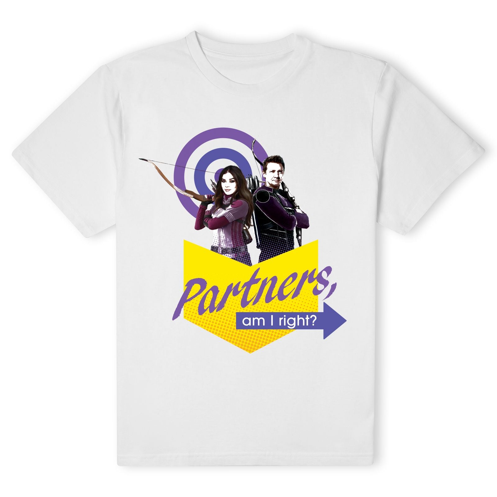 Official Marvel Hawkeye Partners Am I Right? Unisex T-Shirt